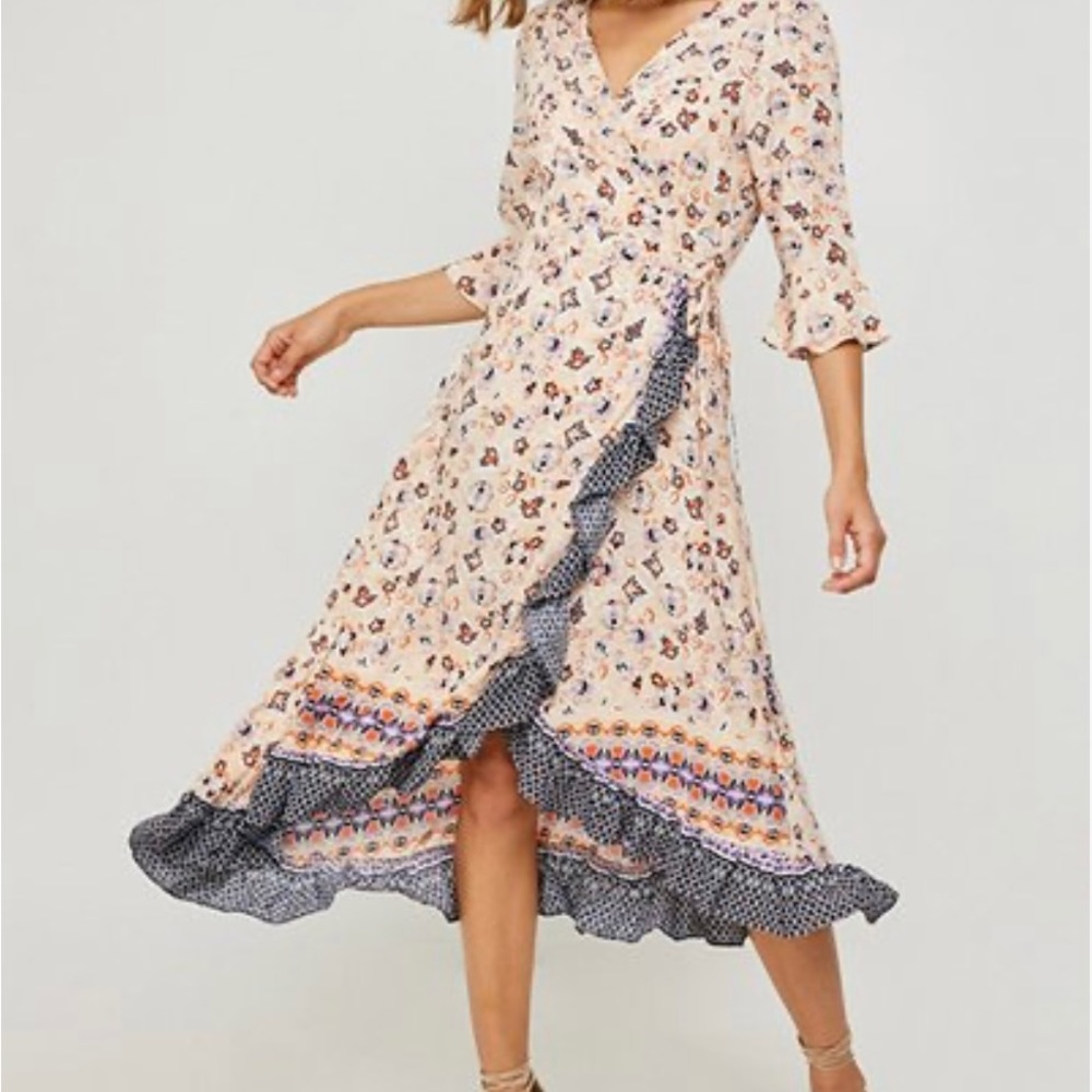 Floral wrap midi dress
